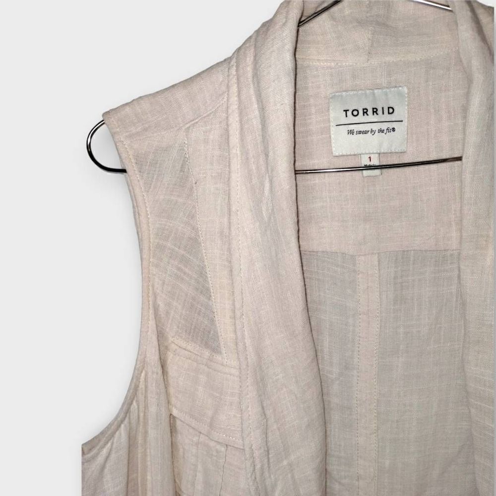 Torrid Womens Vest Top Sz 8 Linen Cargo‎ Waist Tie Natural Pale Pink Pockets - Picture 9 of 11